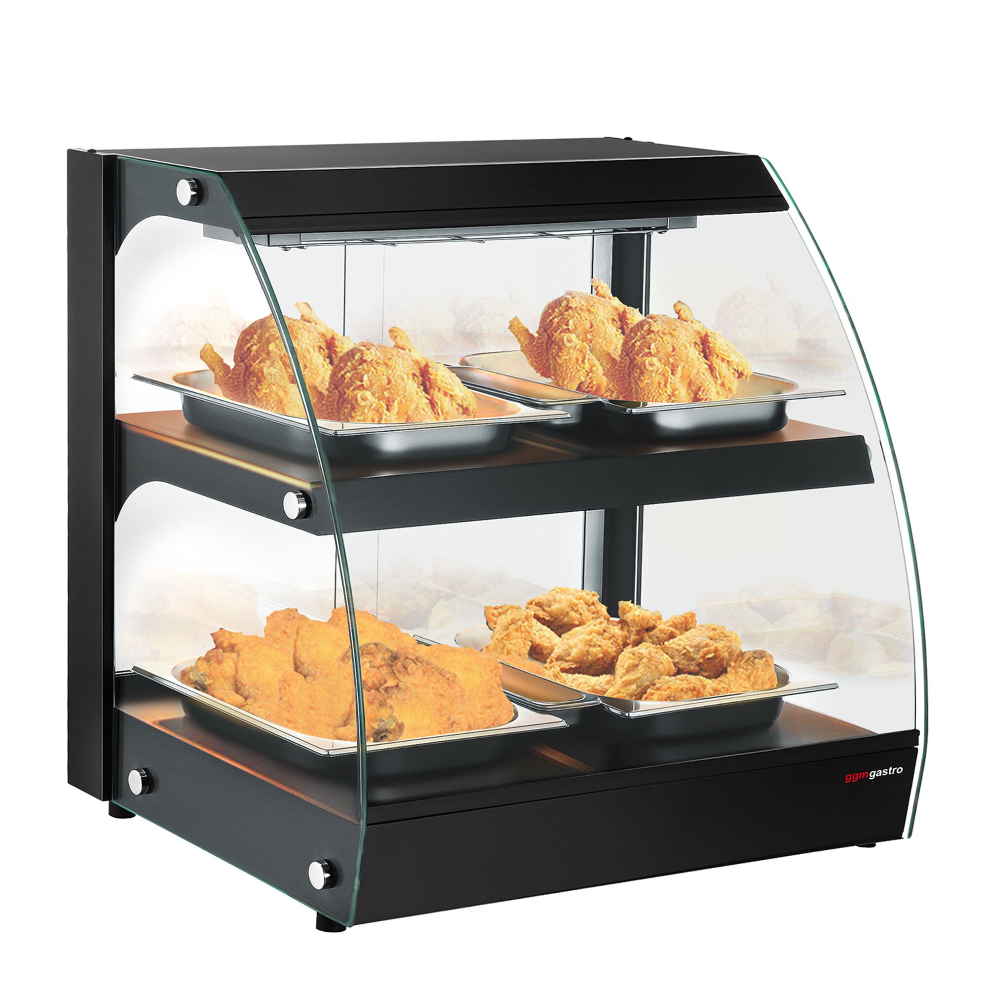 Kompaktná ohrevná vitrína – šírka 650 mm, výkon 560 W, 2 police, čierna – Obrázok 7