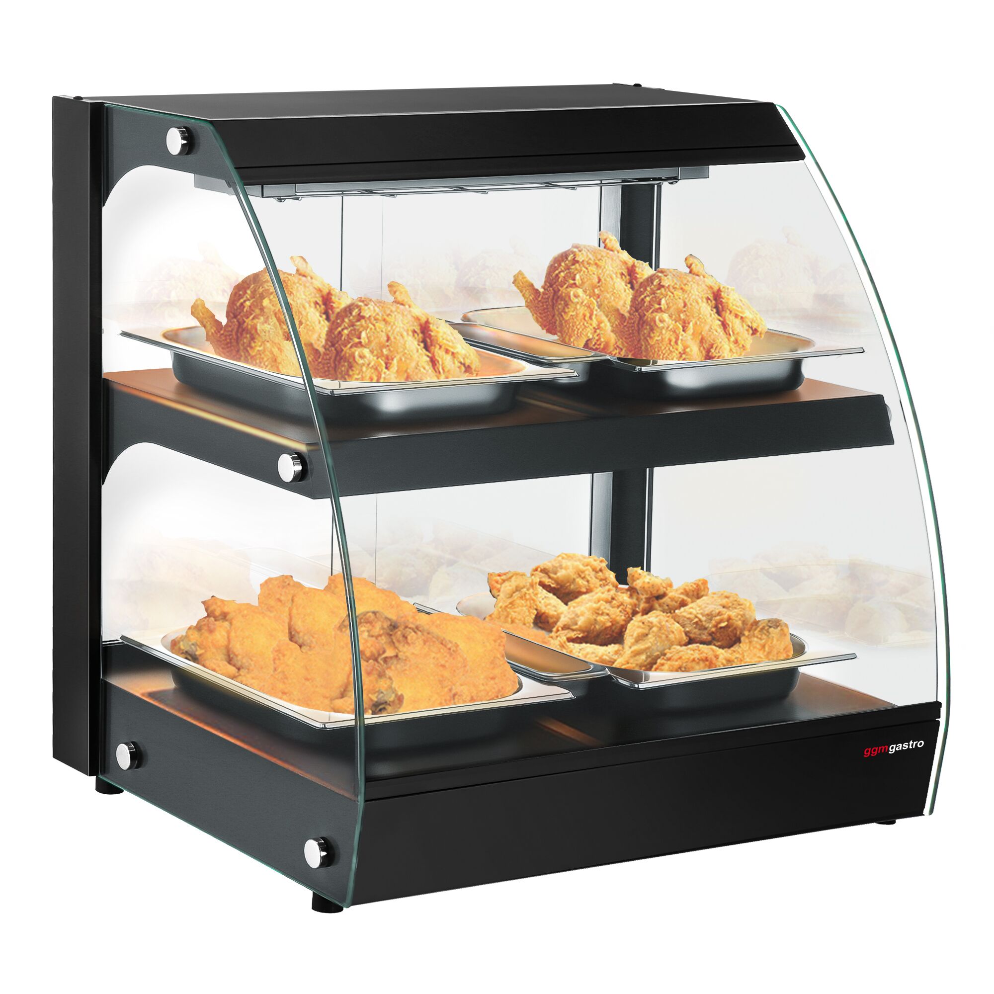 Kompaktná ohrevná vitrína – šírka 650 mm, výkon 560 W, 2 police, čierna – Obrázok 4