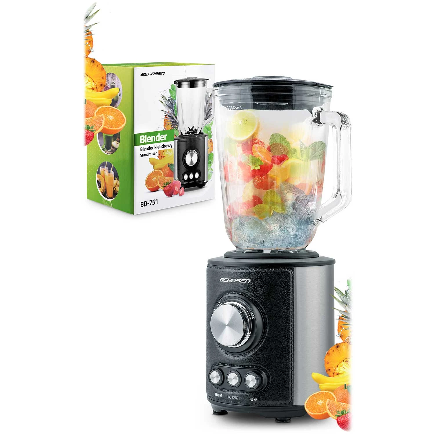 Multifunkčný stolový mixér — 800W, BD-751 Berdsen čierny – Obrázok 2