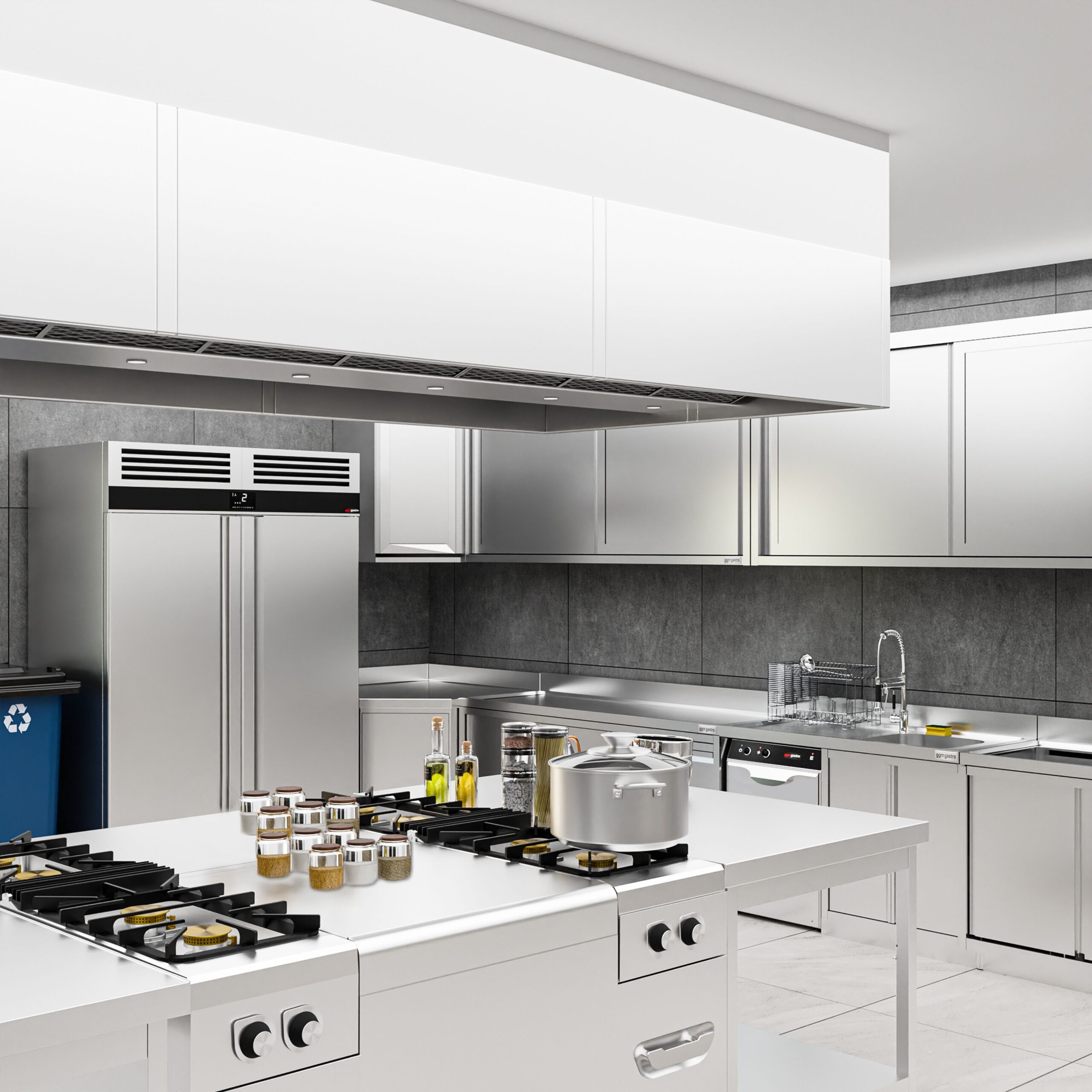 Nerezová rohová pracovná skrinka PREMIUM — s výklopnými dverami, 1000 x 600 mm – Obrázok 5