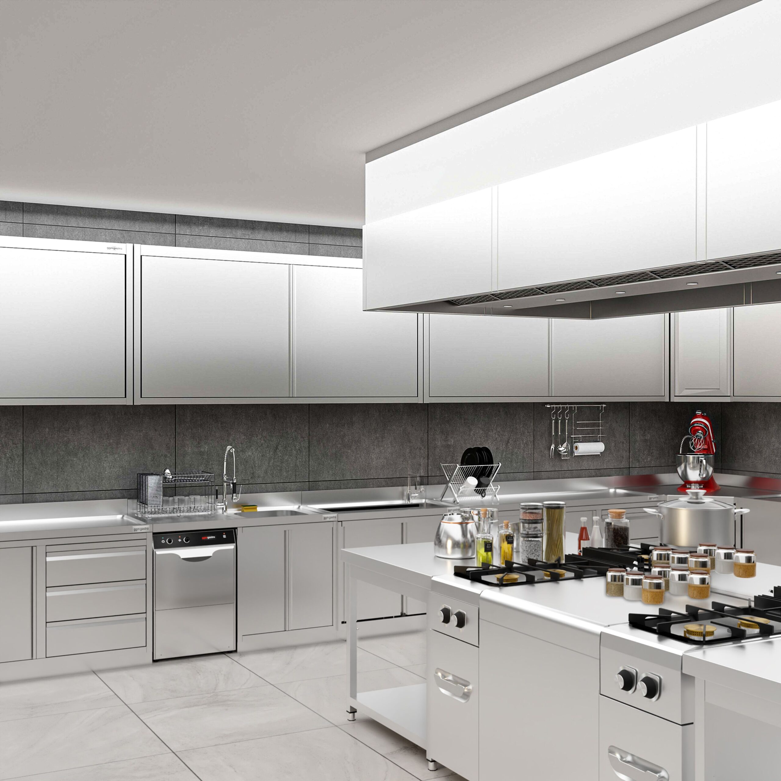 Nerezová rohová pracovná skrinka PREMIUM — s výklopnými dverami, 1000 x 600 mm – Obrázok 4