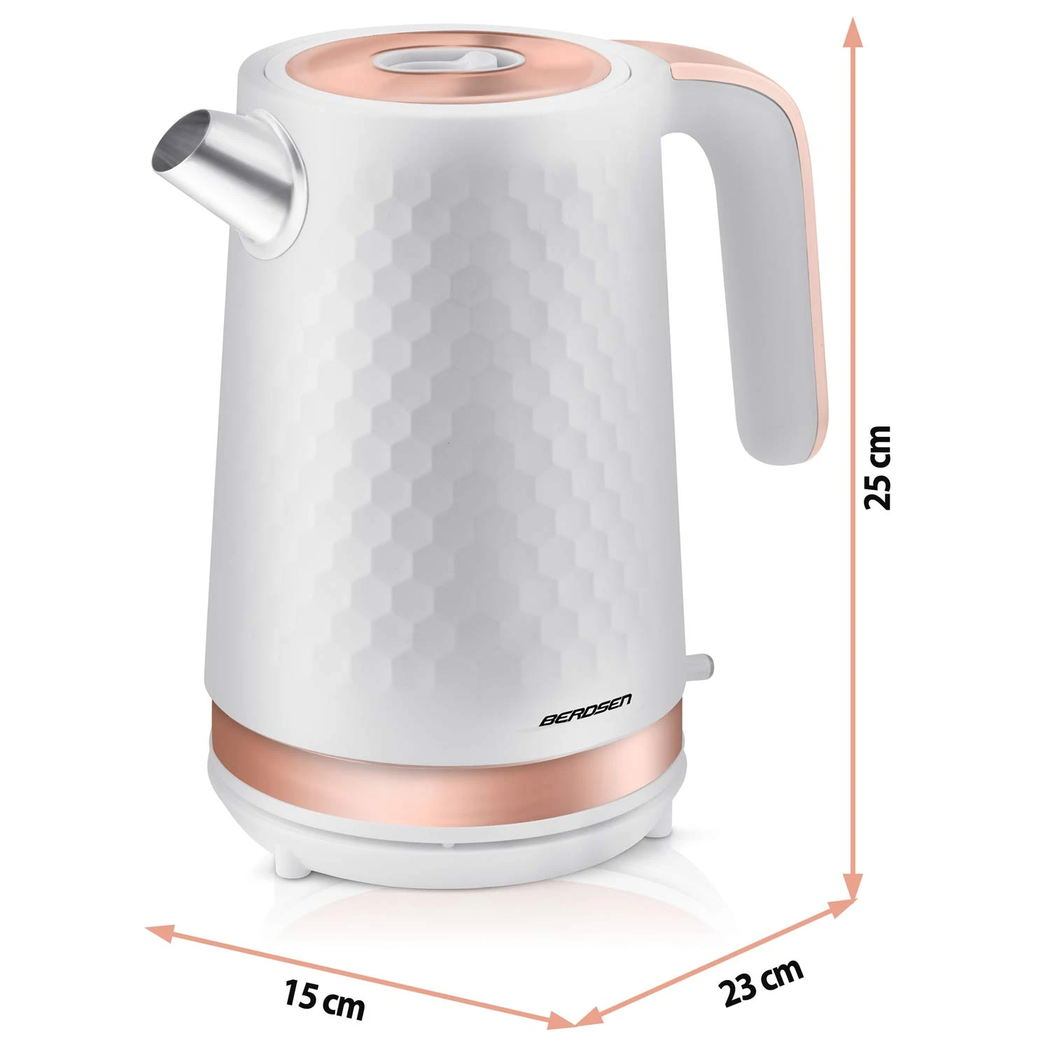 Rýchlovarná dizajnová kanvica — 1,7 l, BD-705 biela-medená – Obrázok 5