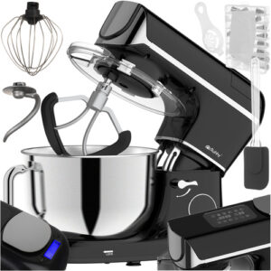 Multifunkčný kuchynský robot — 5,5 l, 2000 W, s funkciou ohrevu a stupnicou, čierny