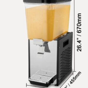 Komerčný dávkovač nápojov – chladič džúsov s 1 nádržou, objem 1x 18 l, výkon 300 W, nerezový, teplota chladenia 7-12 °C