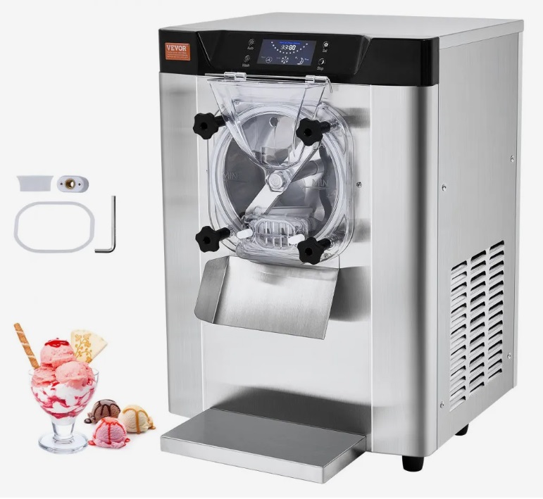 Stolový prístroj na zmrzlinu – profesionálny stroj na točenú zmrzlinu, kapacita 12 l/h, jedna príchuť, nerezový valec 4,5 l, LED panel