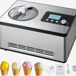 Domáci výrobník zmrzliny – kompresorový stroj na mrazený jogurt, objem 2 l, výkon 180 W, 3 prevádzkové režimy, tichý chod, strieborný