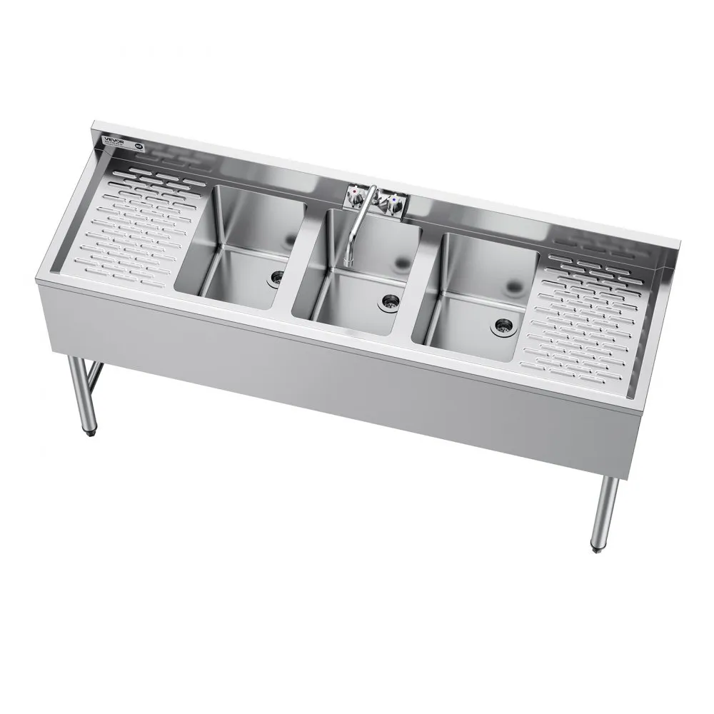 Nerezový trojdrez – s ochranou proti striekajúcej vode, s 2 odkvapkávačmi, rozmer 1524 x 470 x 838 mm – Obrázok 2