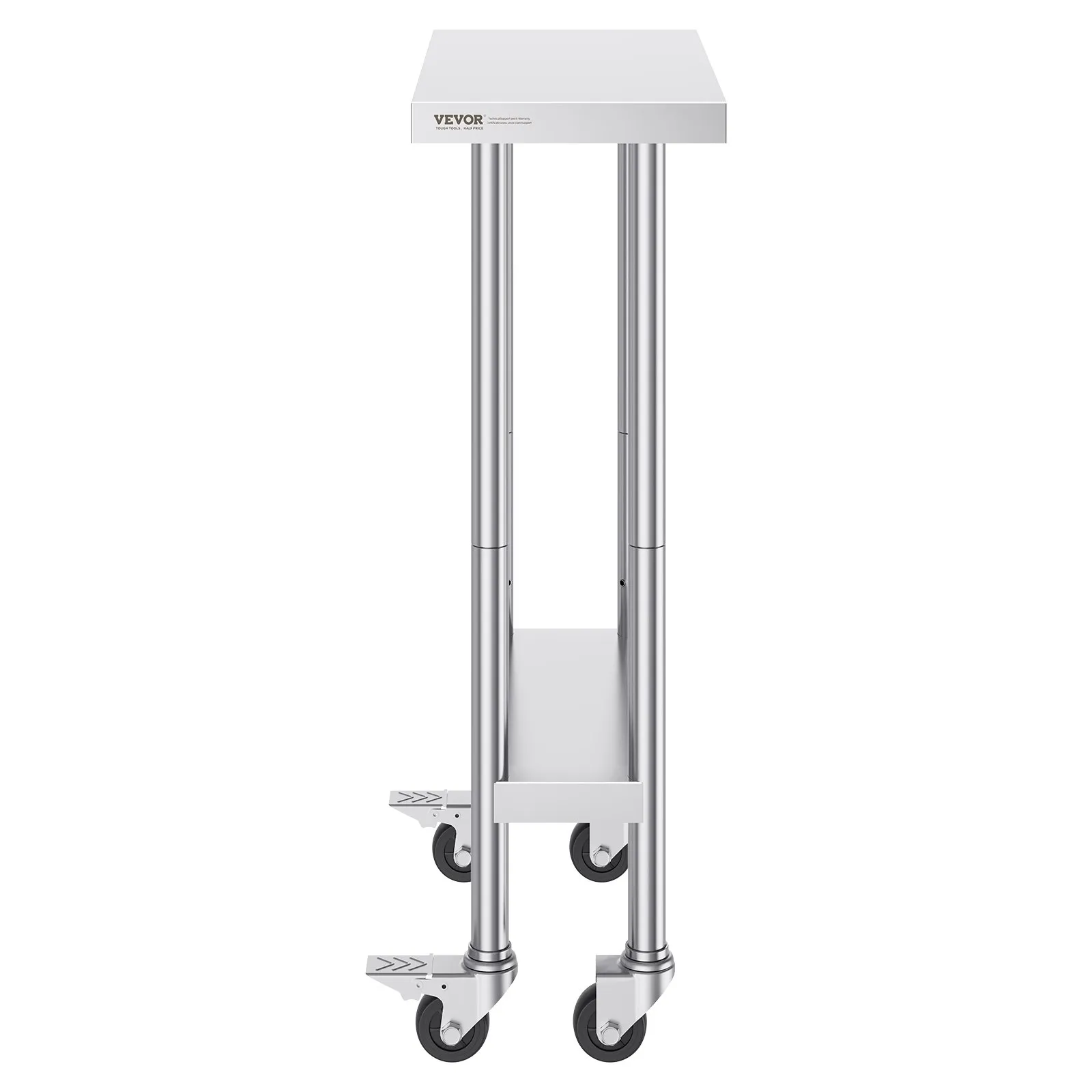 Nerezový pracovný stôl - so 4 kolieskami, 3 nastaviteľné výšky, rozmery 762 x 305 x 954,6 mm, na prípravu jedál, pre komerčné reštaurácie – Obrázok 3