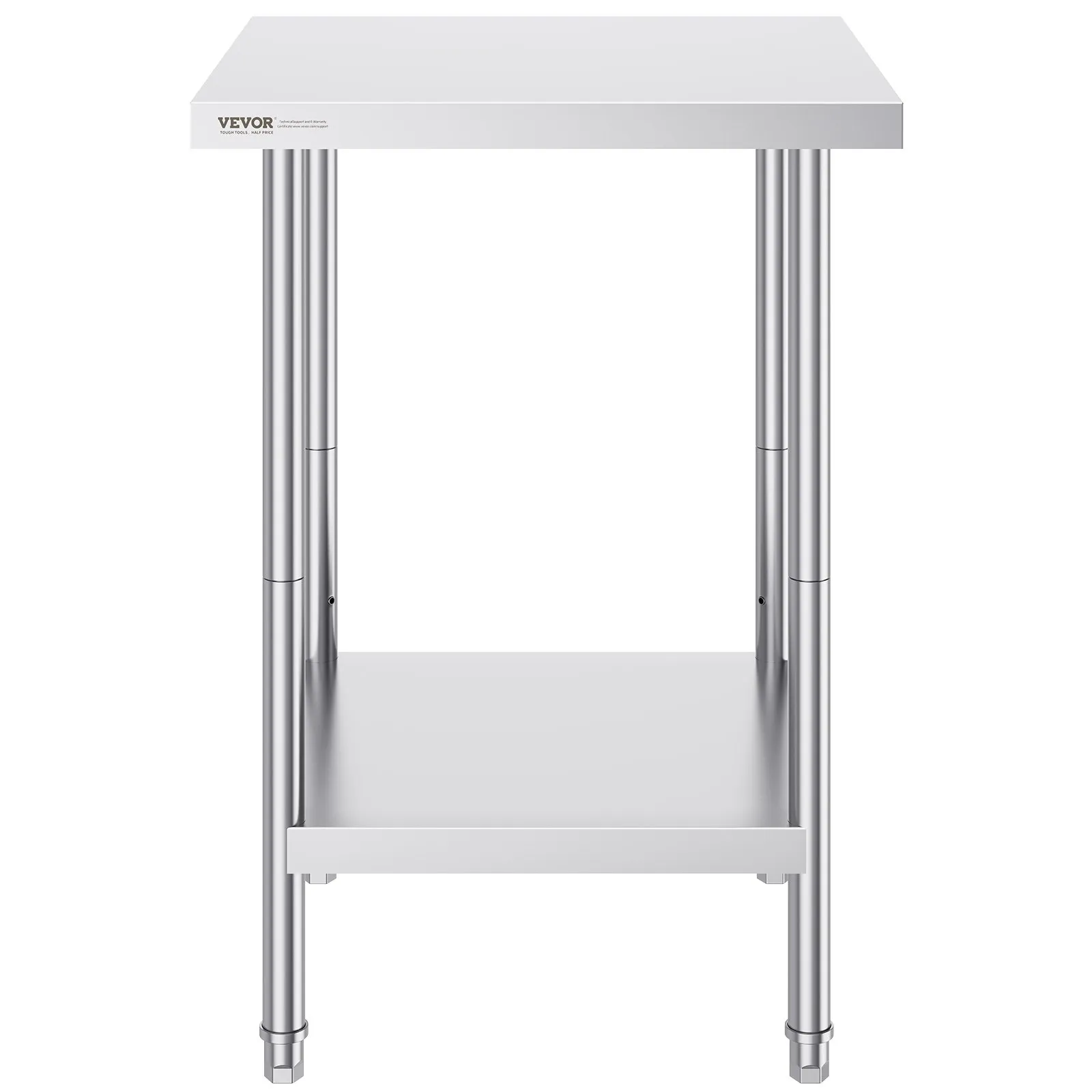 Nerezový pracovný stôl - robustný kovový, komerčná pracovná stanica, 3 nastaviteľné výškové úrovne, rozmery 610 x 610 x 864 mm, do kuchyne, garáže, reštaurácie a záhrady – Obrázok 3