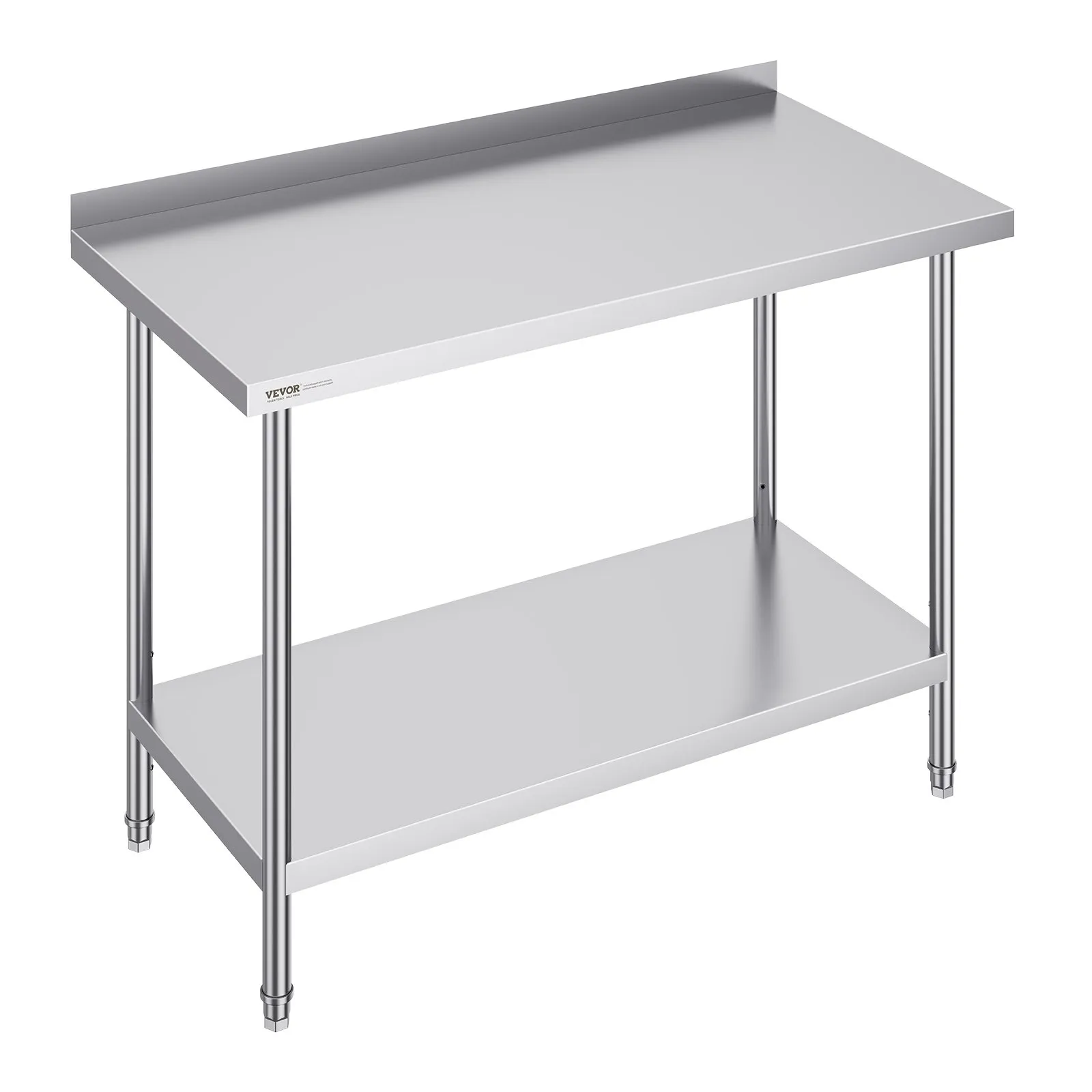 Nerezový pracovný stôl - komerčný, robustný kovový, výškovo nastaviteľný, rozmery 610 x 1219 x 914 mm, pre reštaurácie, domácnosti a hotely