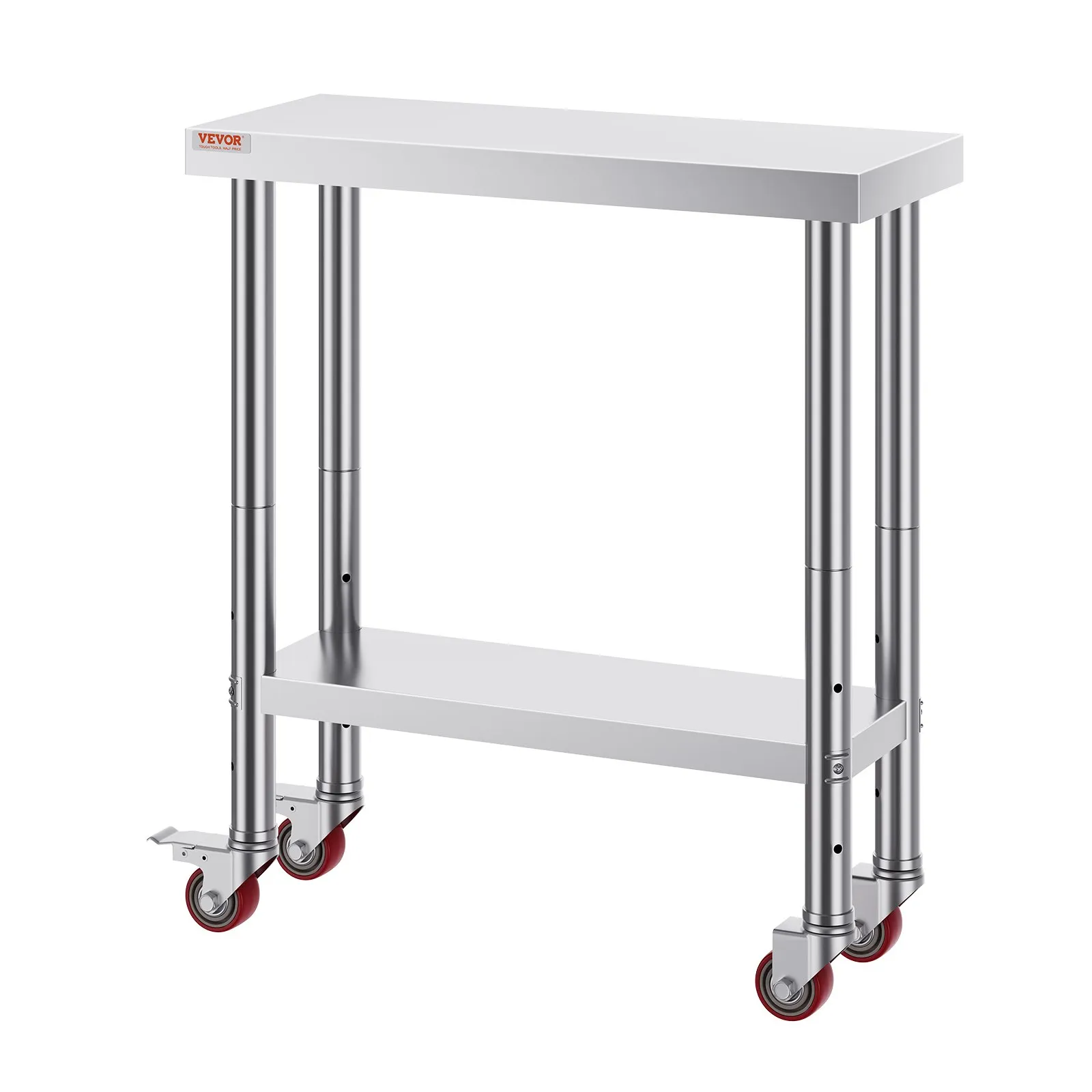 Nerezový pracovný stôl - cateringový, so 4 nastaviteľnými nohami, rozmery 762 x 304,8 x 863,6 mm, nosnosť cca 100 kg, do kuchyne, baru a reštaurácie – Obrázok 2