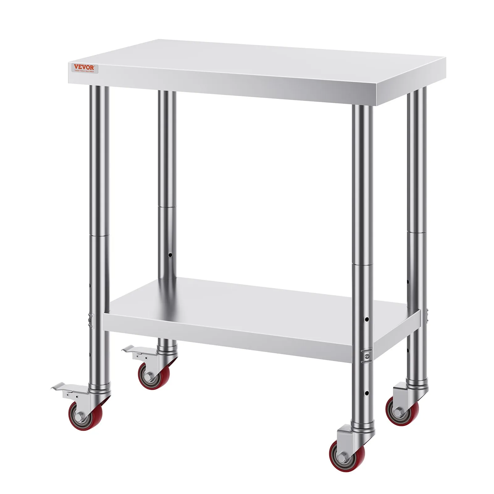 Nerezový pracovný stôl - cateringový, rozmery 762 x 457,2 x 863,6 mm, nosnosť cca 150 kg, na prípravu jedla, komerčný, do kuchyne, baru a reštaurácie, 4 nastaviteľné nohy – Obrázok 4