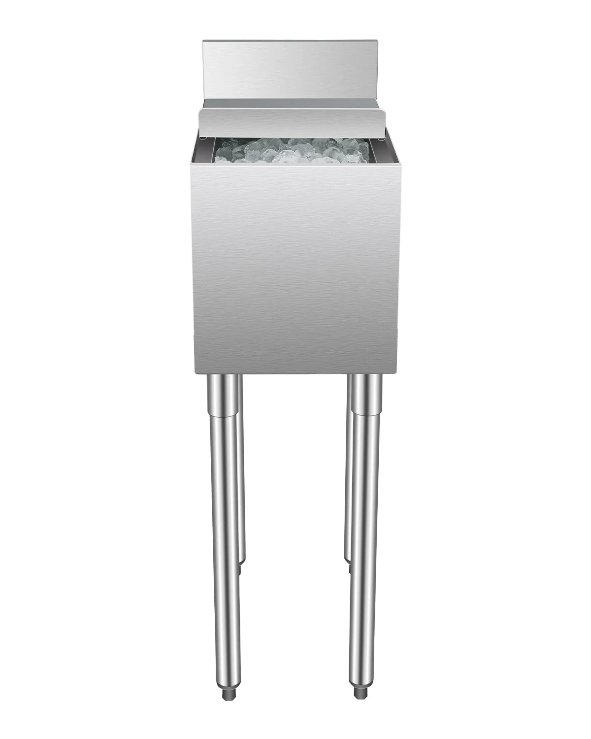 Nerezová nádoba na ľad - 28 l, zásobník pod kuchynskú linku, 305 x 483 x 937 mm, s posuvným vekom, nastaviteľné guľové nožičky, strieborná – Obrázok 5