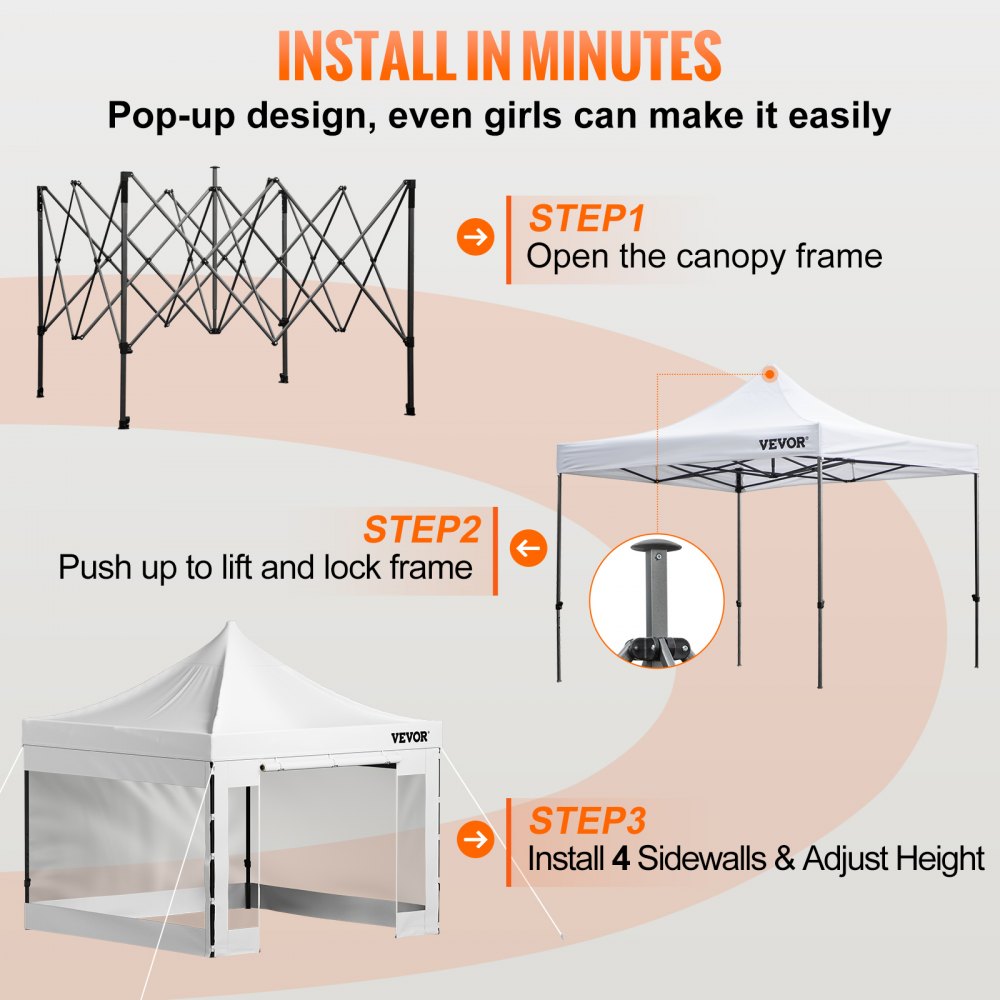 Skladací párty altánok — 3x3m, PVC potiahnutý polyester – Obrázok 3