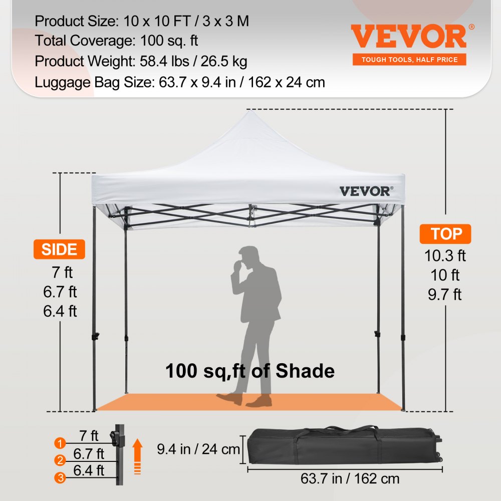 Skladací párty altánok — 3x3m, PVC potiahnutý polyester – Obrázok 2