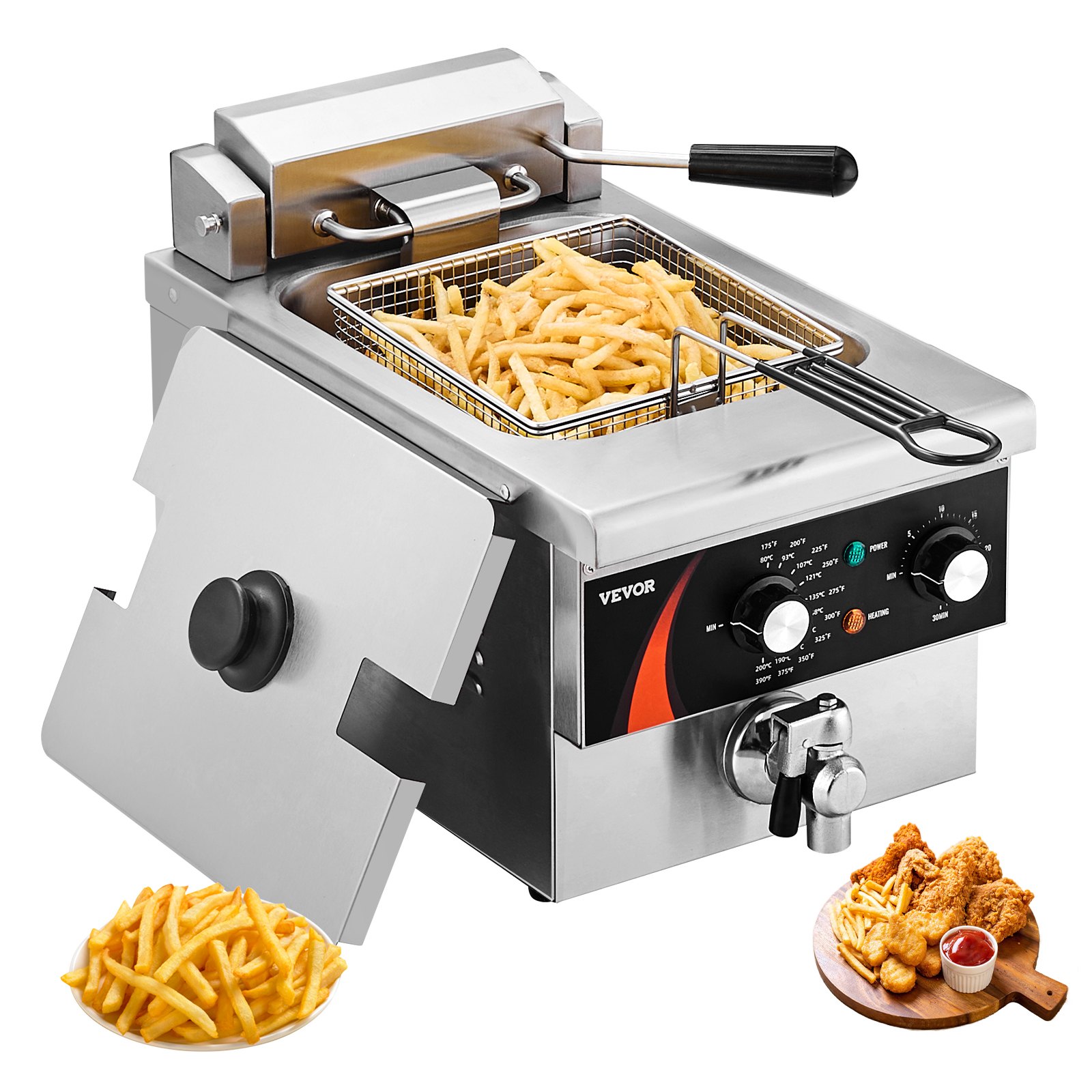 Výkonná elektrická fritéza, 3000 W, 5,9 l