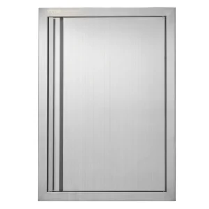 Nerezové prístupové dvierka - jednoduché, zapustené, zvislé nástenné, s výsuvnou rukoväťou, rozmery 432 x 610 mm, pre grilovací ostrovček, stanicu a vonkajšiu skrinku