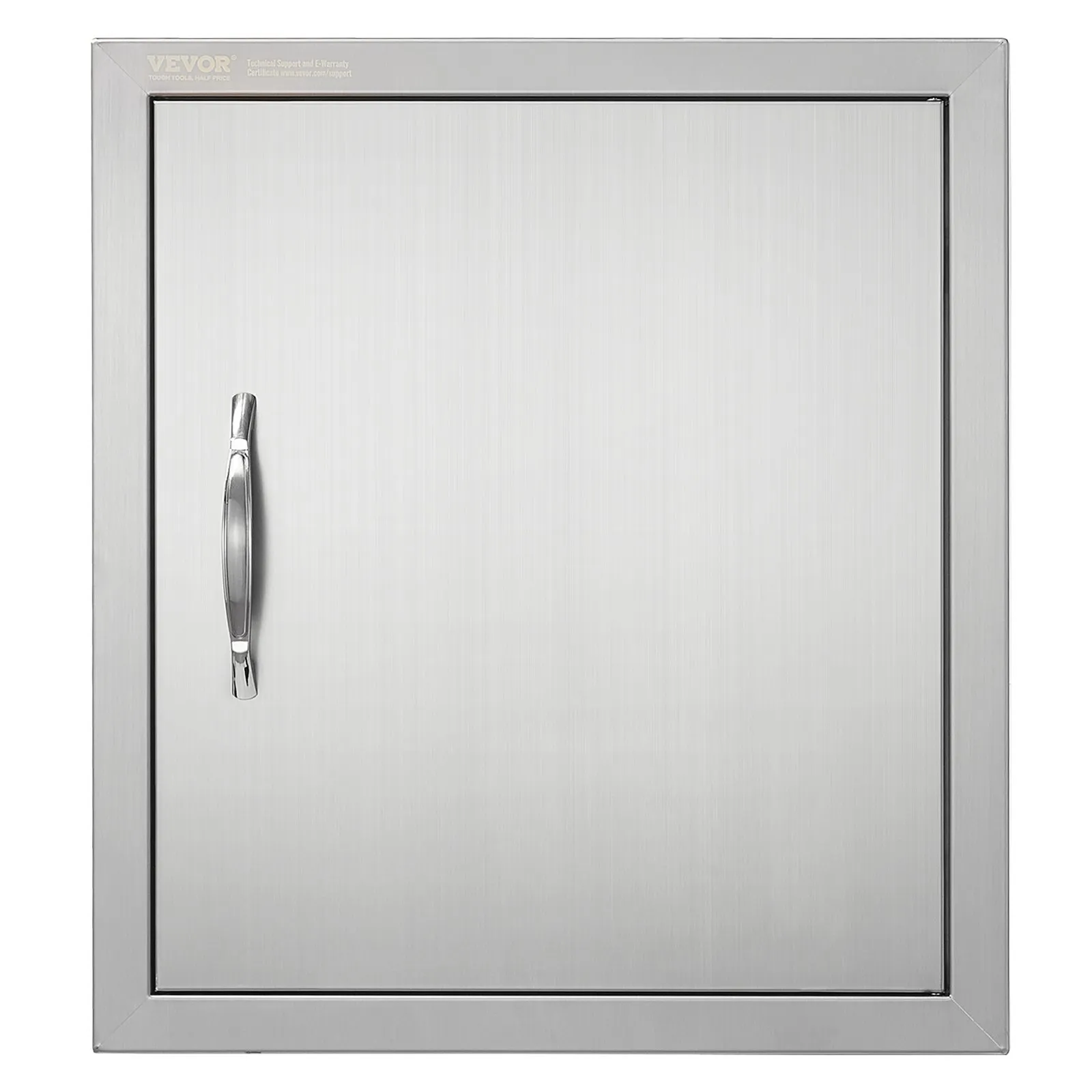 Nerezové prístupové dvierka - jednoduché, zapustené, zvislé nástenné, s úchytkou a hákom, rozmery 457 x 508 mm, pre grilovací ostrovček, stanicu a vonkajšiu skrinku