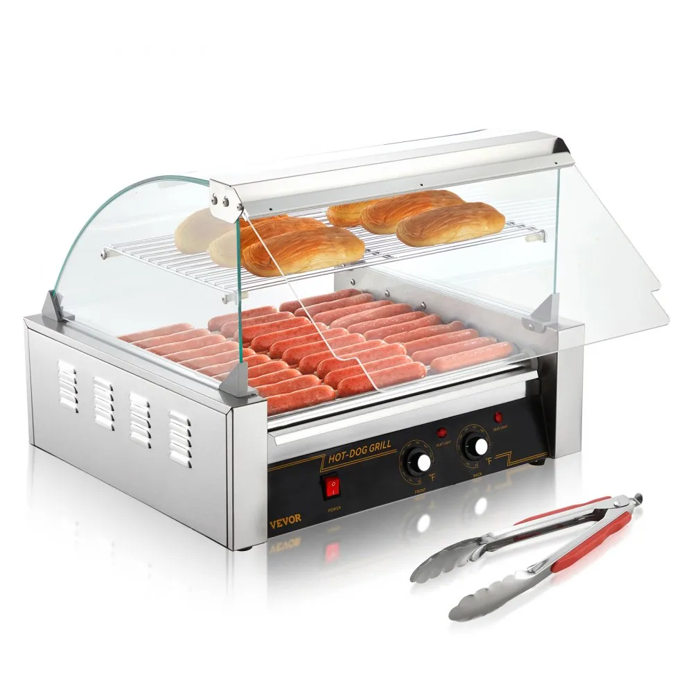 Výkonný valčekový gril na hotdogy — 11 valčekov, 2,2 kW