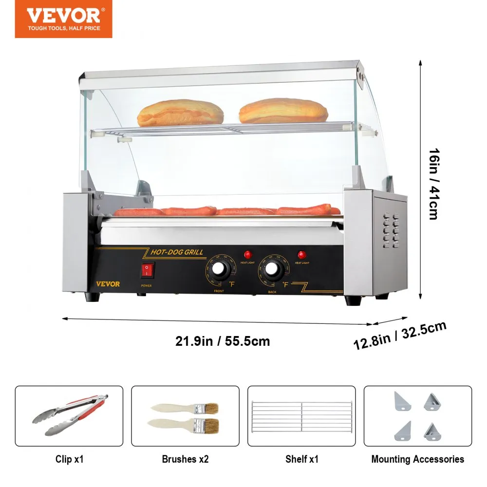 Výkonný valčekový gril na hotdogy — 7 valčekov, 1,4 kW – Obrázok 6