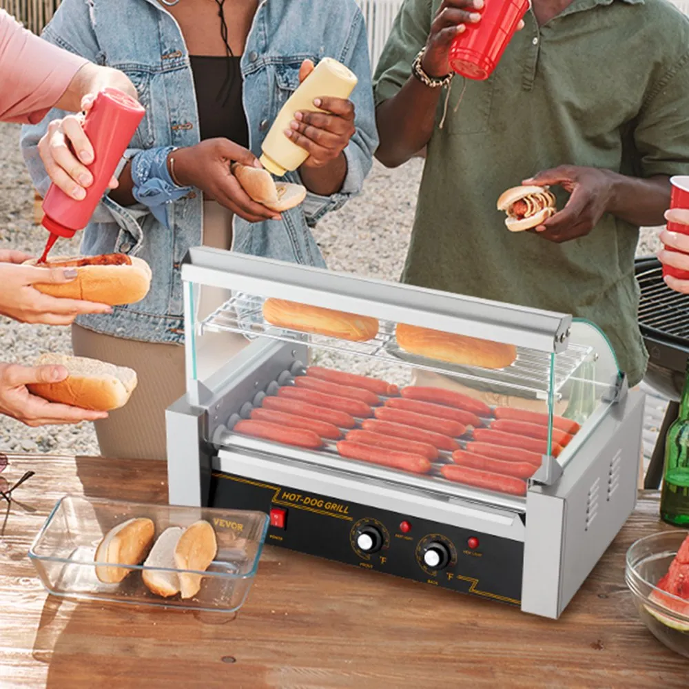 Výkonný valčekový gril na hotdogy — 7 valčekov, 1,4 kW – Obrázok 5