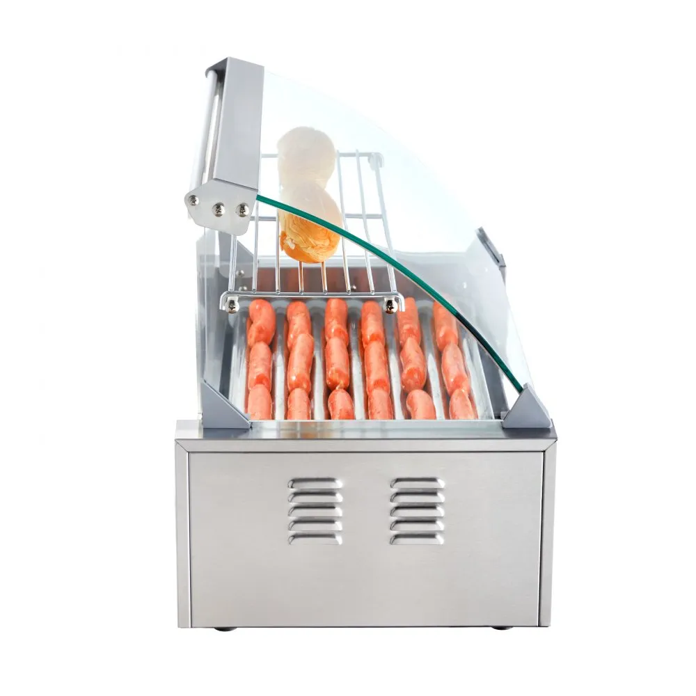 Výkonný valčekový gril na hotdogy — 7 valčekov, 1,4 kW – Obrázok 4