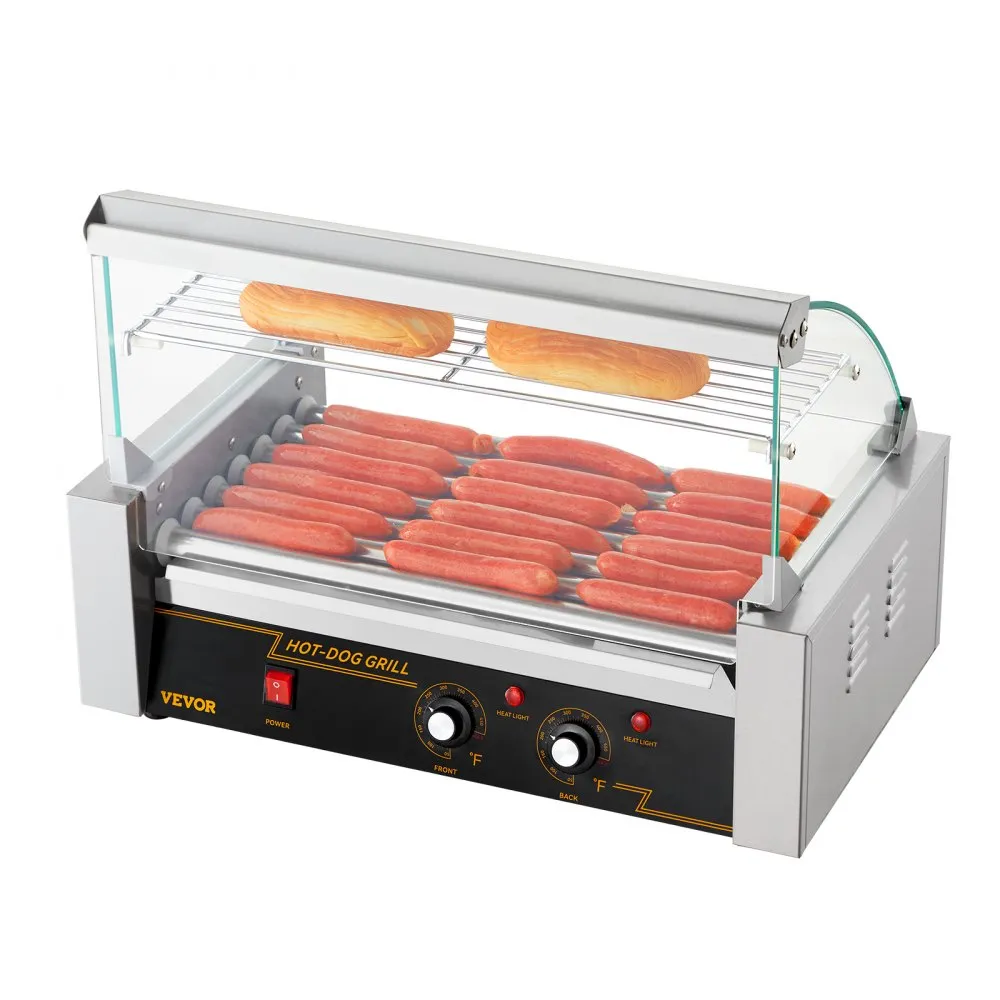 Výkonný valčekový gril na hotdogy — 7 valčekov, 1,4 kW – Obrázok 3