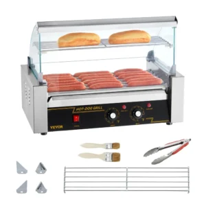 Výkonný valčekový gril na hotdogy — 7 valčekov, 1,4 kW
