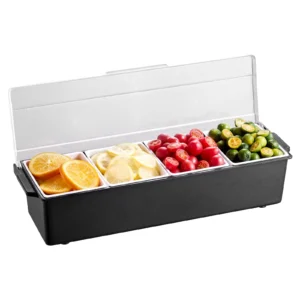 Chladený servírovací podnos – na koreniny, so 4 priehradkami a vekom, rozmer 503x165x117mm