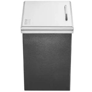 Nerezová nádoba na ľad - 28,52 l, vkladací chladič ľadu, 355 x 305 x 461 mm, komerčná, s výklopným vekom, vstavaná, vrátane odtokovej rúry a odtokovej zátky