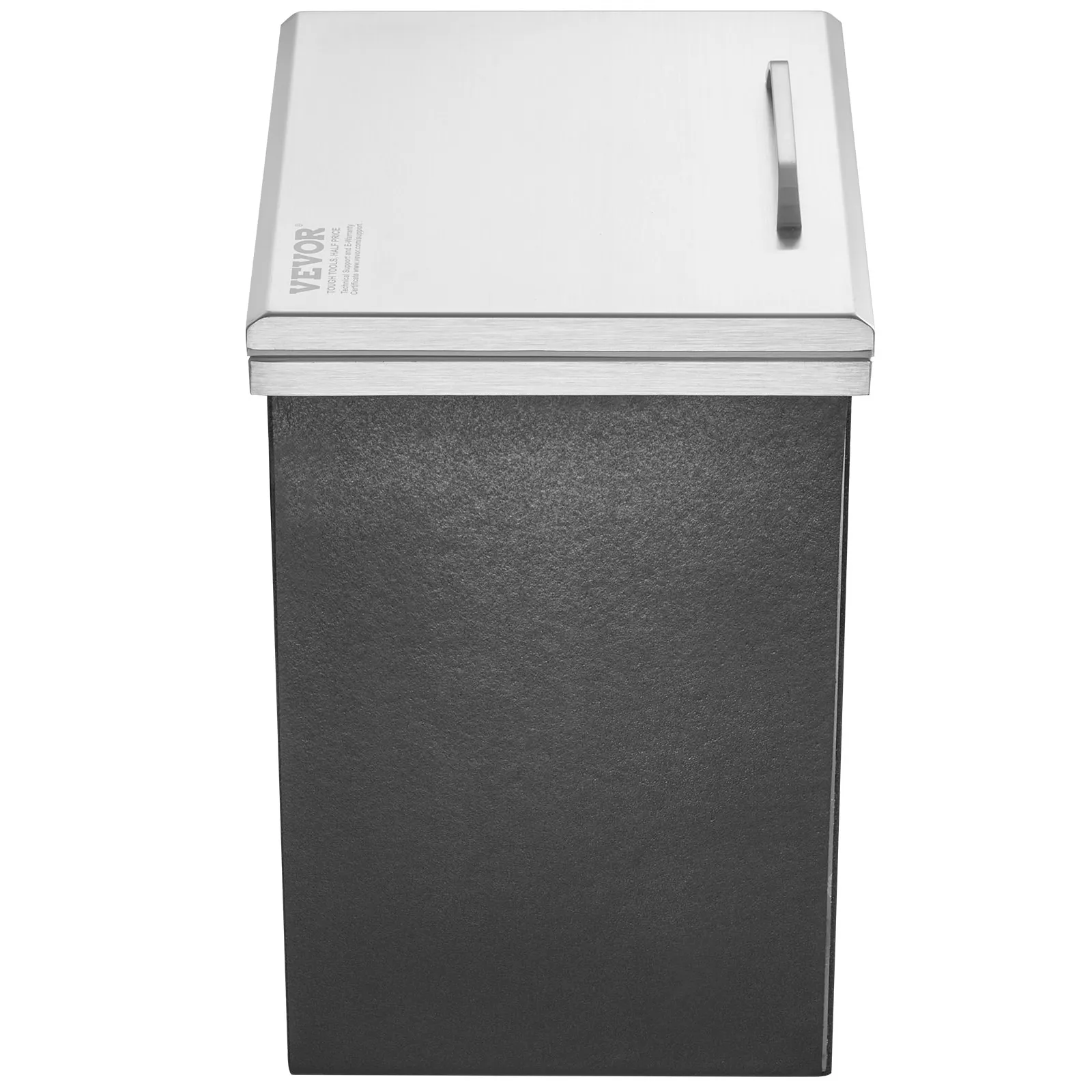 Nerezová nádoba na ľad - 28,52 l, vkladací chladič ľadu, 355 x 305 x 461 mm, komerčná, s výklopným vekom, vstavaná, vrátane odtokovej rúry a odtokovej zátky