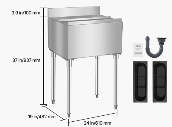 Nerezová nádoba na ľad - 61 l, zásobník pod kuchynskú linku, 610 x 482 x 937 mm, s posuvným vekom, nastaviteľné guľové nožičky, chladiaci vozík do baru a reštaurácie, strieborná – Obrázok 2