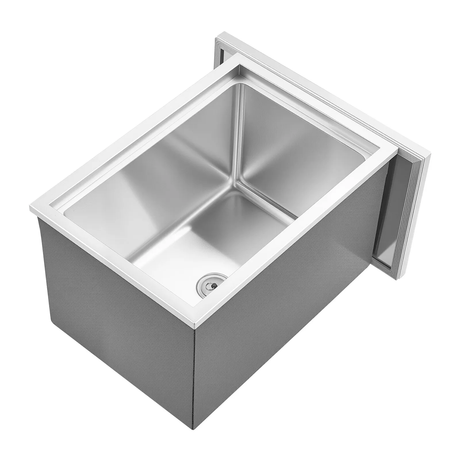 Nerezová nádoba na ľad - 30 l, komerčný vkladací chladiaci box, 508 x 355 x 342 mm, s vekom, na vonkajšie použitie, na studené víno a pivo, vrátane sady odtokových rúrok – Obrázok 6