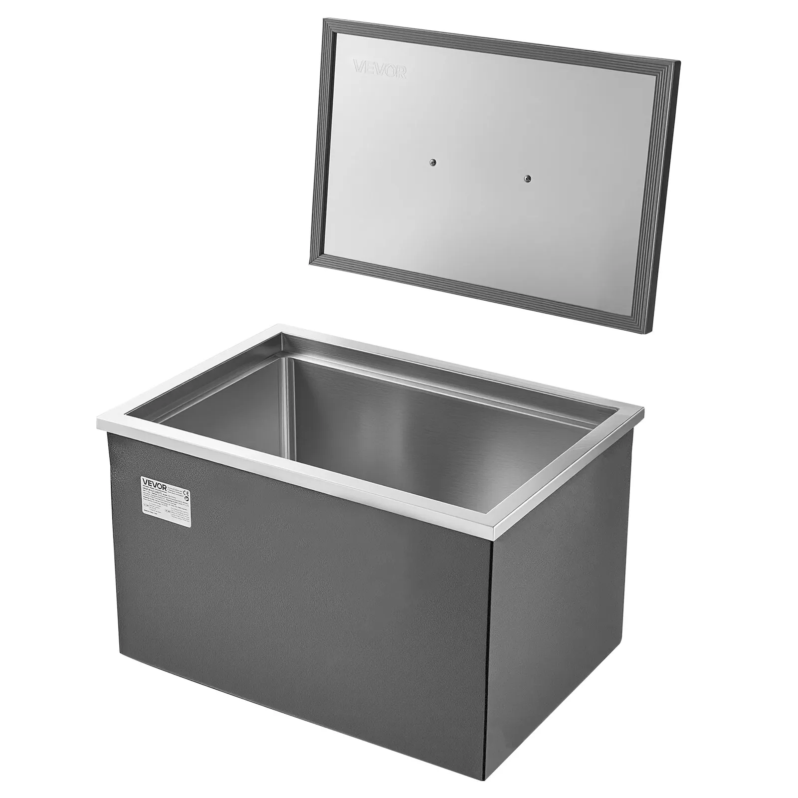 Nerezová nádoba na ľad - 30 l, komerčný vkladací chladiaci box, 508 x 355 x 342 mm, s vekom, na vonkajšie použitie, na studené víno a pivo, vrátane sady odtokových rúrok – Obrázok 5