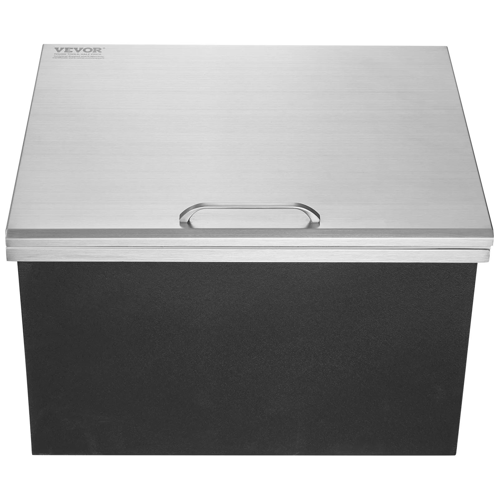 Nerezová nádoba na ľad - 82,6 l, chladič ľadu, 710 x 406 x 437 mm, komerčná, s výklopným vekom, vstavaná, vrátane odtokovej rúry a odtokovej zátky – Obrázok 2