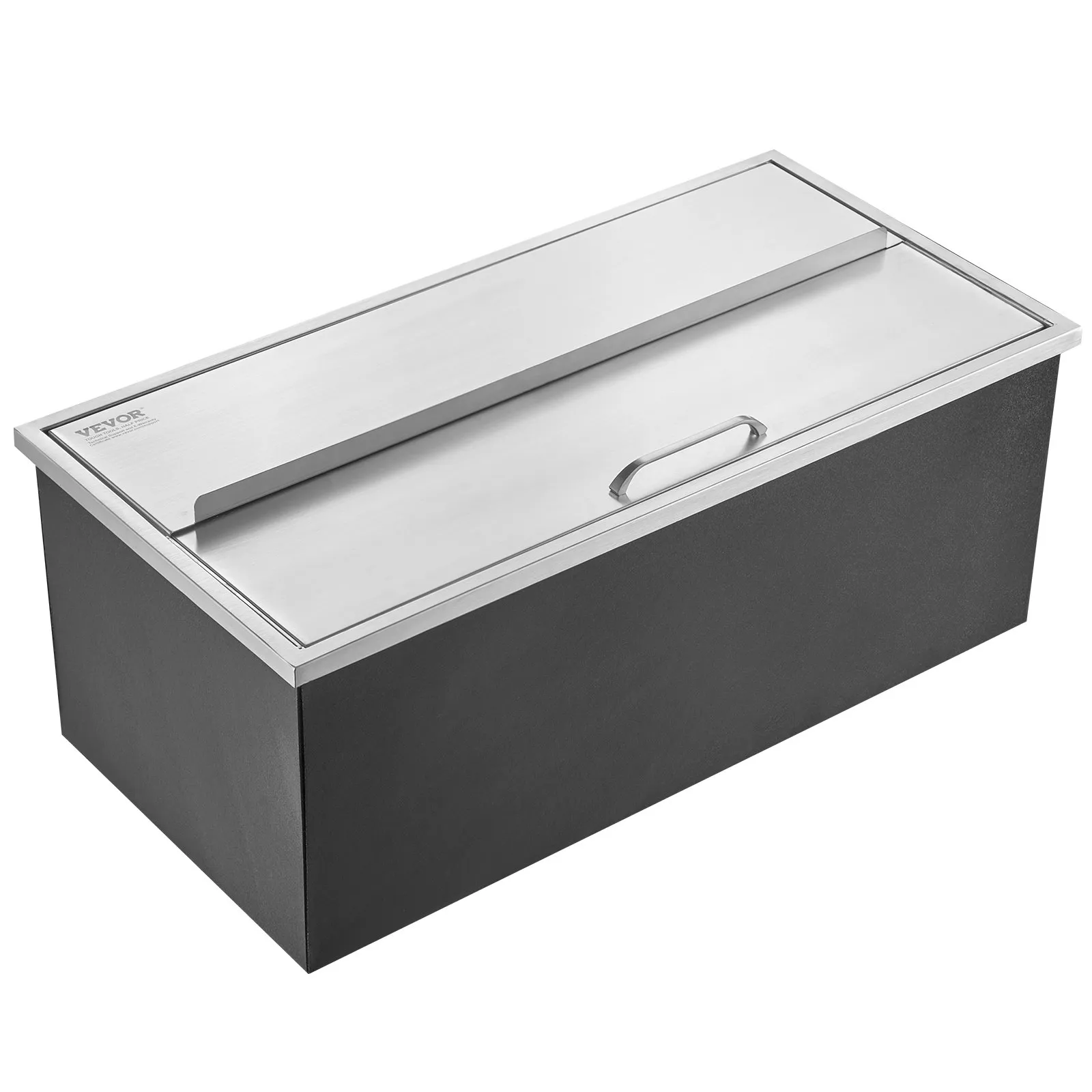 Nerezová nádoba na ľad - 95,66 l, chladič ľadu, 913 x 456 x 358 mm, komerčná, s posuvným vekom, vstavaná, vrátane odtokovej rúry a odtokovej zátky – Obrázok 3