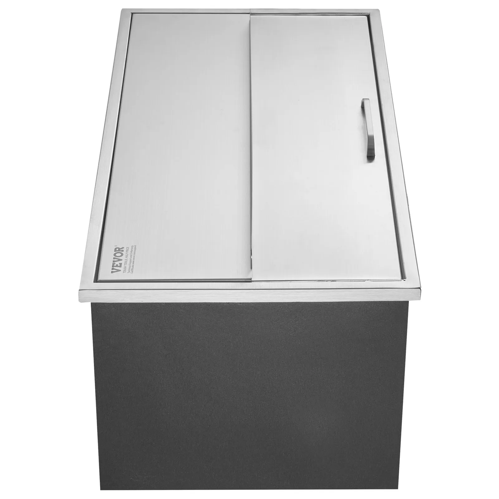 Nerezová nádoba na ľad - 95,66 l, chladič ľadu, 913 x 456 x 358 mm, komerčná, s posuvným vekom, vstavaná, vrátane odtokovej rúry a odtokovej zátky – Obrázok 2