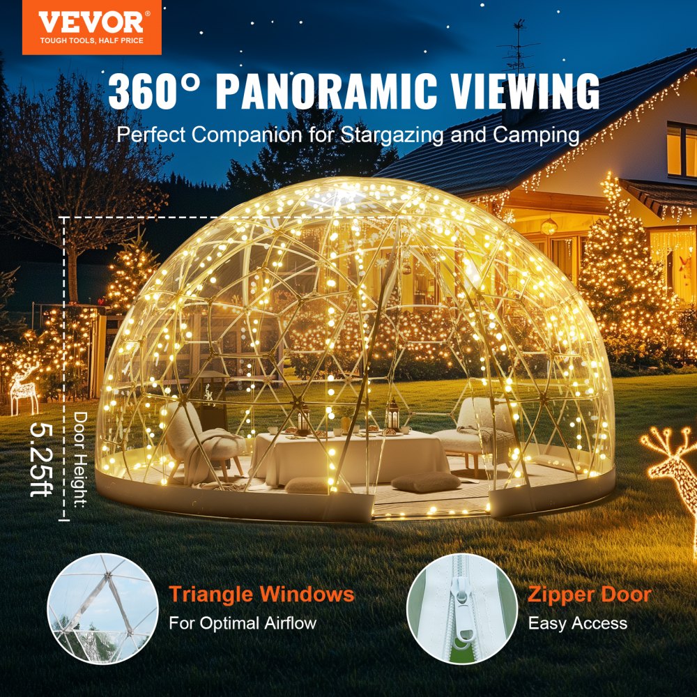 Záhradný bublinový stan Igloo — Kempingový PVC kupolový stan, dvojvrstvový, 2,9 m – Obrázok 6