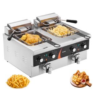 Výkonná elektrická fritéza, 3000 W x 2, 5,9 l x 2