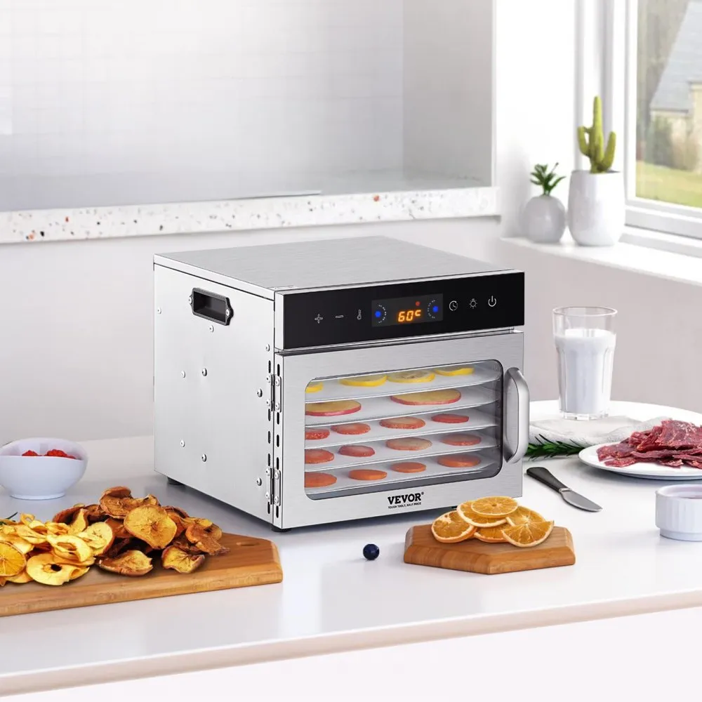 Výkonná sušička potravín — 6 poschodí, nehrdzavejúca oceľ, 400 W – Obrázok 6