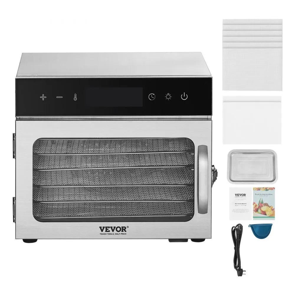 Výkonná sušička potravín — 6 poschodí, nehrdzavejúca oceľ, 400 W – Obrázok 5