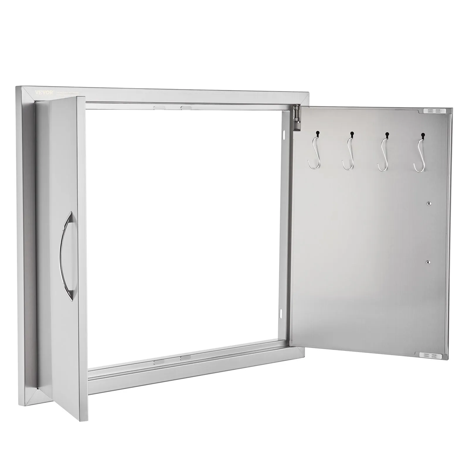 Nerezové prístupové dvierka - dvojité, dvojstenné, zapustené, zvislé, s úchytkami a háčikmi, rozmery 787 x 609 mm, pre grilovací ostrovček, stanicu a vonkajšiu skrinku – Obrázok 4