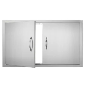 Nerezové prístupové dvierka - dvojité, zapustené, zvislé nástenné, s úchytkami, rozmery 711 x 482 mm, pre grilovací ostrovček, stanicu a vonkajšiu skrinku