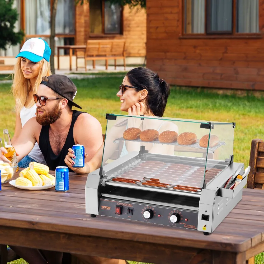 Výkonný valčekový gril na hotdogy — s integrovaným ohrievačom žemlí, 2,2 kW – Obrázok 5
