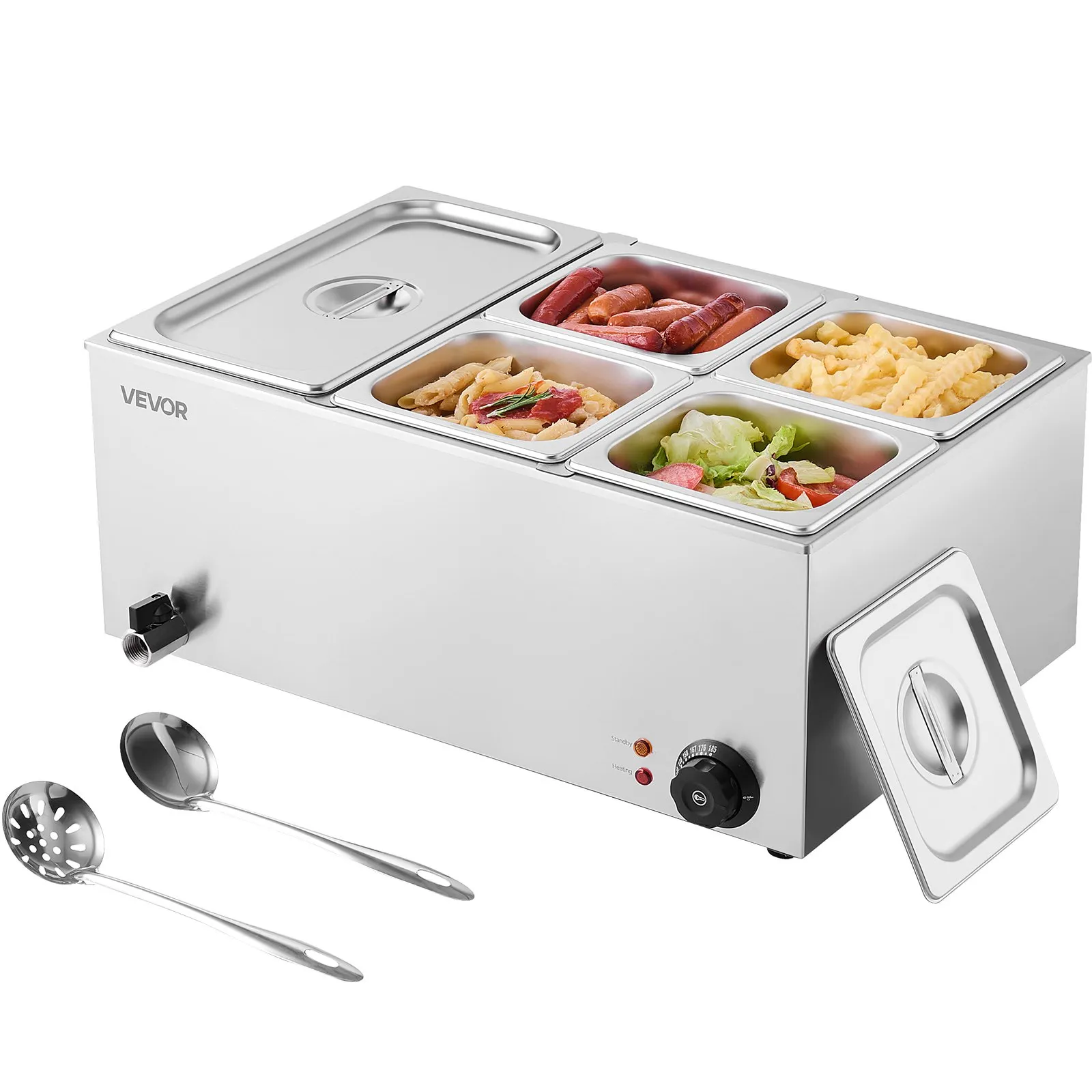 Gastro ohrievač jedla Bain Marie — objem 14,5 l, usporiadanie 1x1/3 + 4x1/6