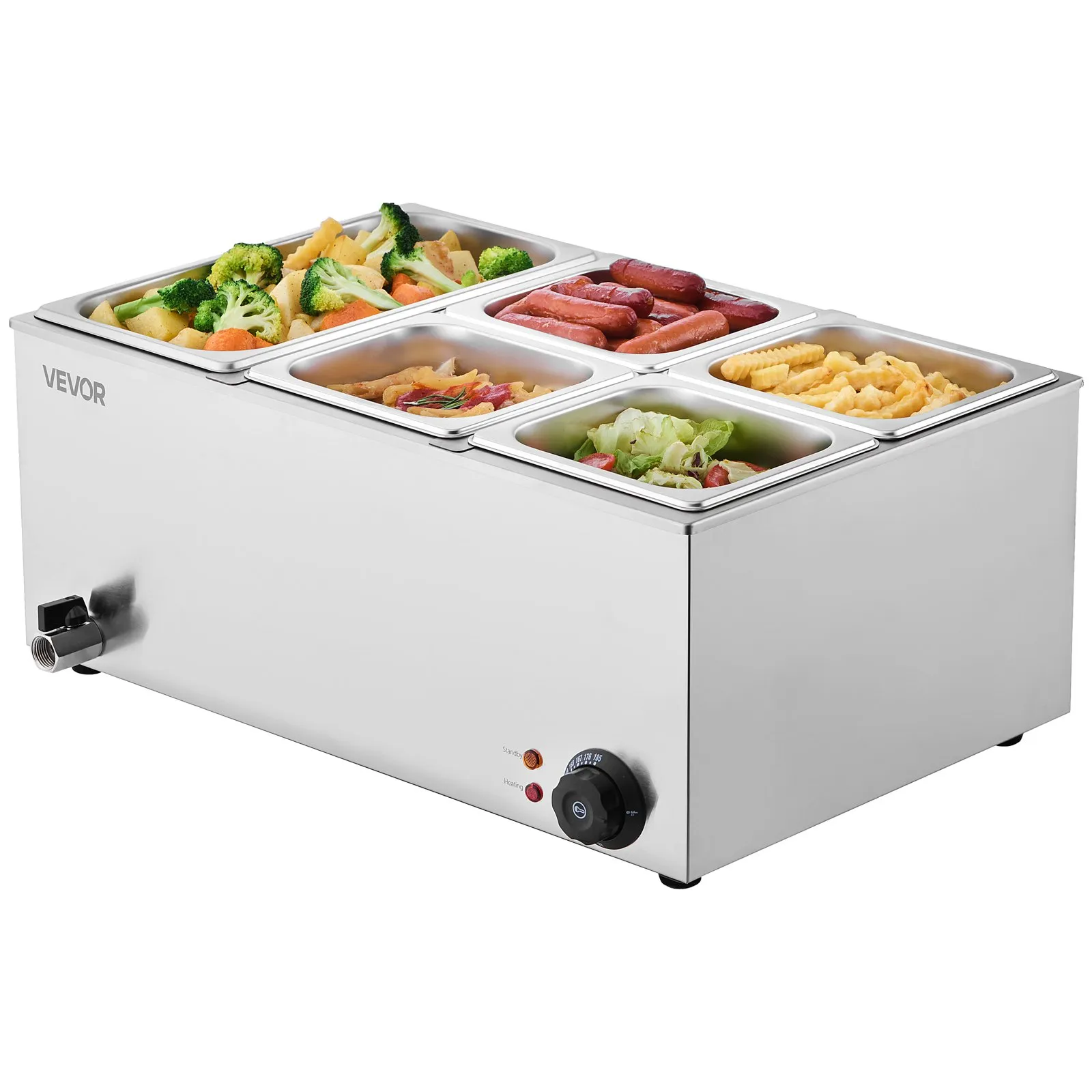 Gastro ohrievač jedla Bain Marie — objem 14,5 l, usporiadanie 1x1/3 + 4x1/6 – Obrázok 4
