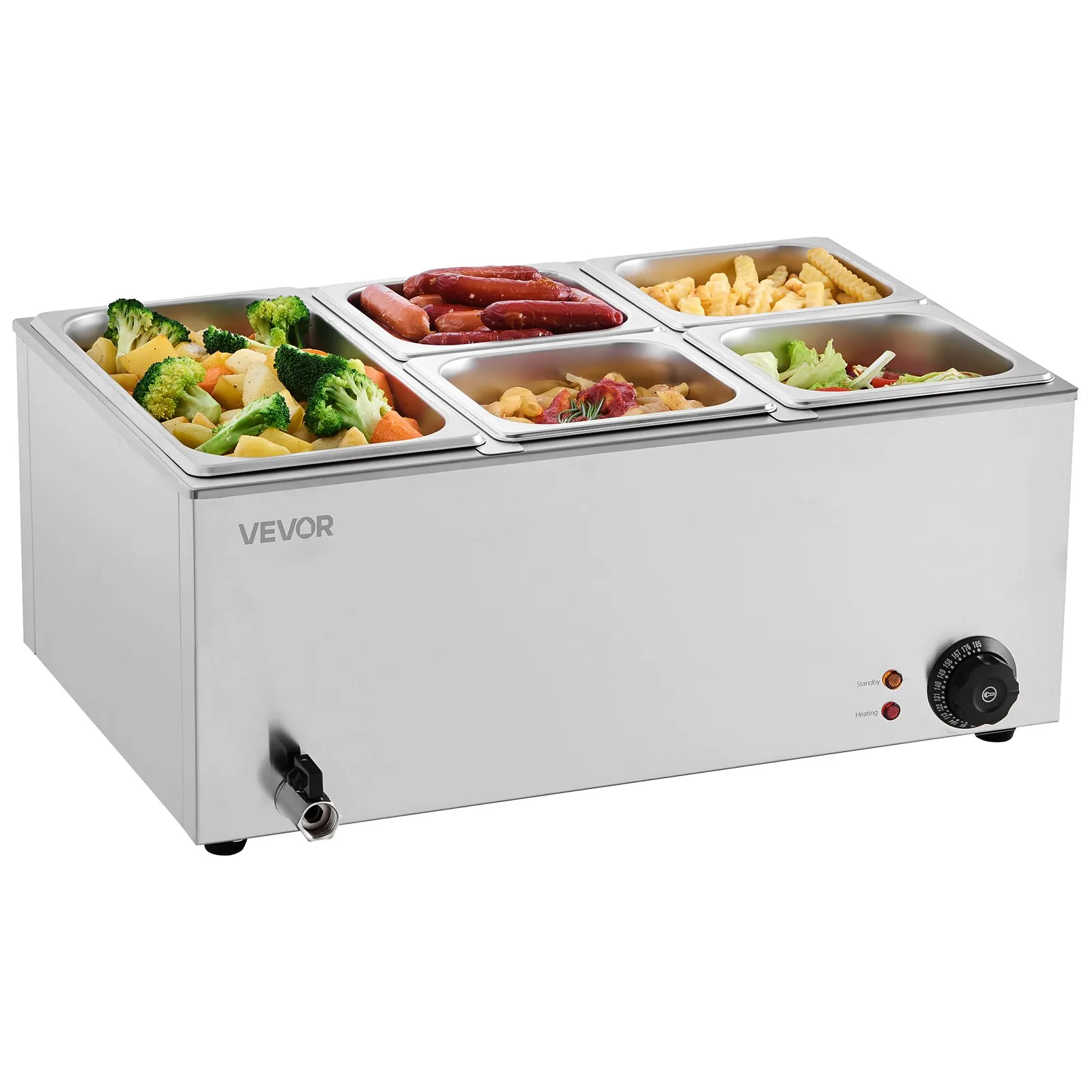 Gastro ohrievač jedla Bain Marie — objem 14,5 l, usporiadanie 1x1/3 + 4x1/6 – Obrázok 5