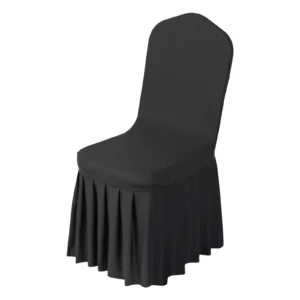 Polyesterové poťahy na stoličky - so spandexom, plochý strečový tvar, prateľné a odnímateľné, na svadobné oslavy, vhodné pre rozmer stoličky 51 x 45 x 95 cm, 30 ks, čierne