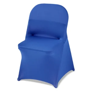 Polyesterové poťahy na stoličky - so spandexom, strečové, prateľné a odnímateľné, vhodné na skladacie stoličky s rozmerom 45 x 46 x 77 cm, na svadby a bankety, 50 ks, modré