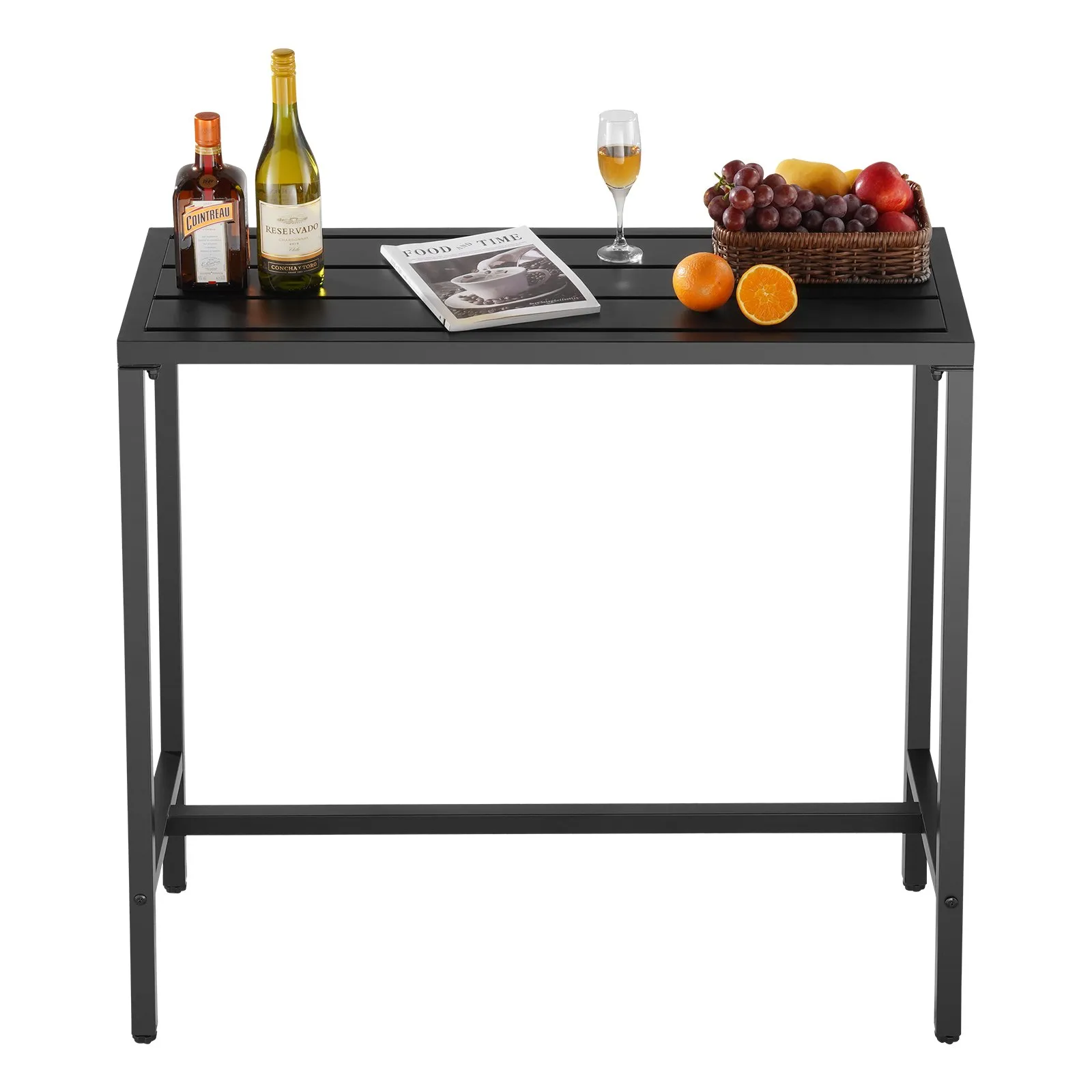 Obdĺžnikový barový stôl – bistro stôl na stojato, kuchynský, pultový alebo párty stôl s kovovým rámom, rozmer 1000 x 375 x 980 mm, záhradný nábytok na balkón, záhradu alebo k bazénu – Obrázok 4